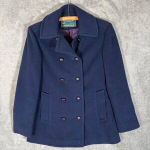 Bromleigh The Classic Peacoat Navy Blue 100% Pure Wool Double Breasted Jacket S